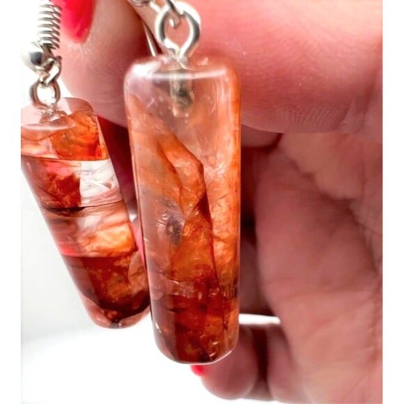 Beautiful Fire Quartz Pendant & Earring Set - Picture 3 of 6